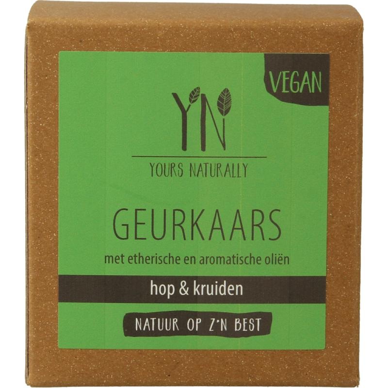 Yours Naturally Yours Naturally Geurkaars in glas hop & kruiden 20cl (1 Stuks)