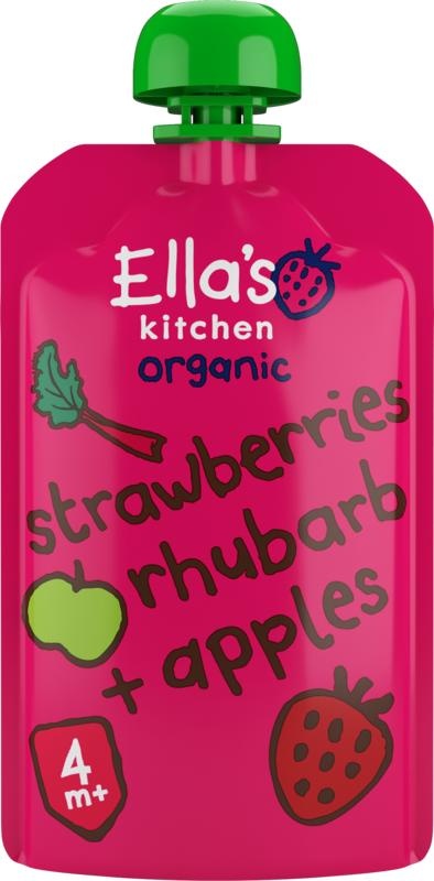 Ella's Kitchen Ella's Kitchen Strawberry rhubarb & apples 4+ mnd knijpz bio (120 Gram)
