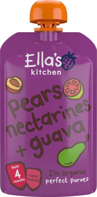 Ella's Kitchen Ella's Kitchen Pears nectarines & guava 4+ knijpzakje bio (120 Gram)