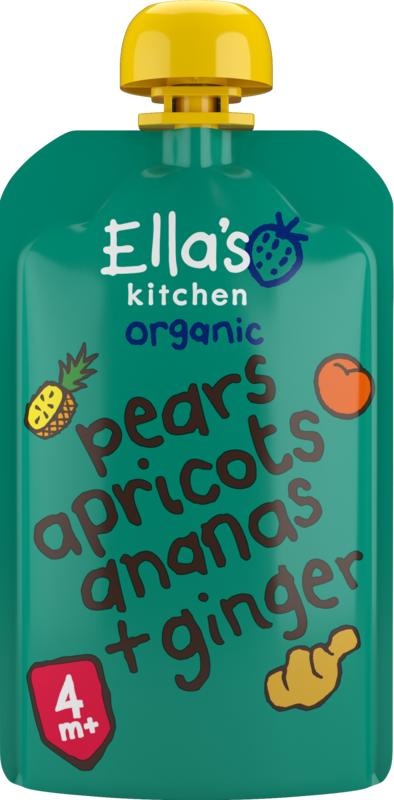 Ella's Kitchen Ella's Kitchen Pear apricots ananas ginger 4+ maanden bio (120 Gram)