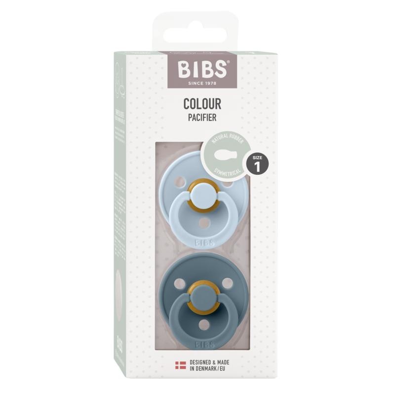 Bibs Bibs Fopspeen symmetrisch maat 1 baby blue/petrol (2 Stuks)