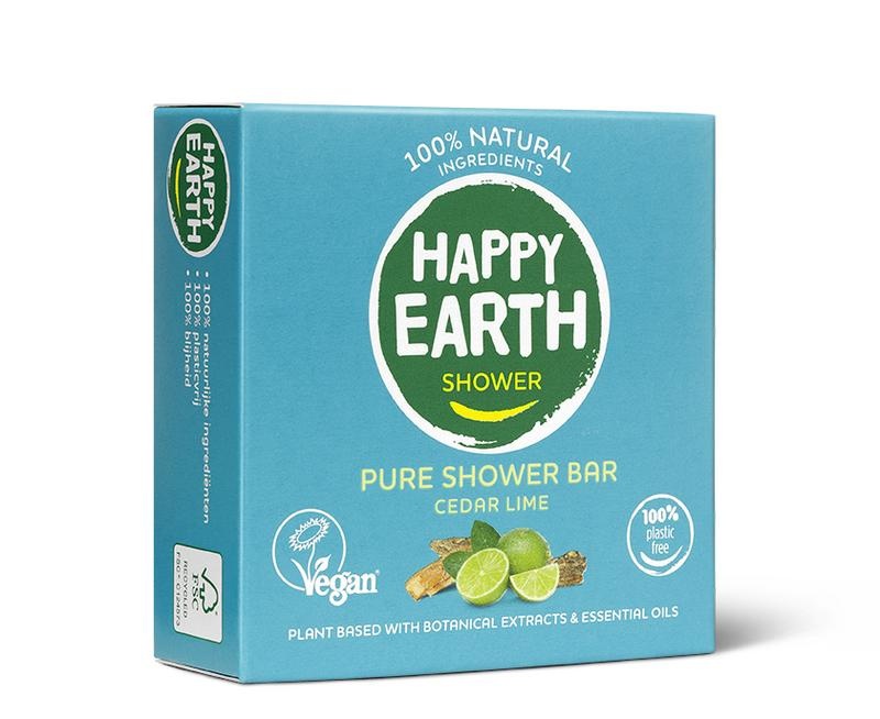 Happy Earth Happy Earth Shower bar cedar lime (90 Gram)