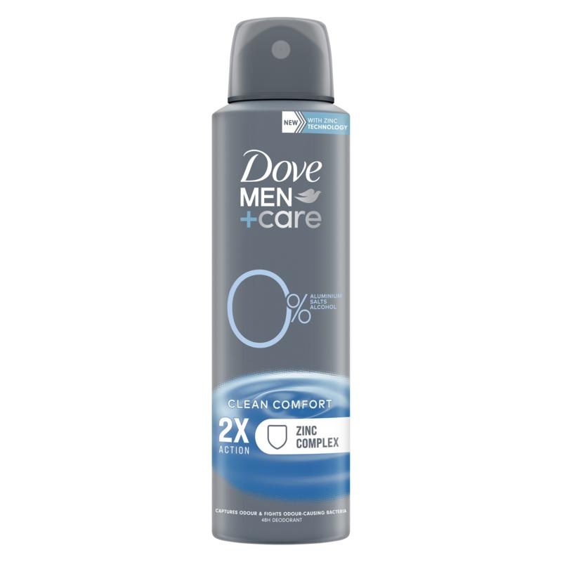 Dove Dove Deodorant spray men+ care clean comfort 0% (150 Milliliter)