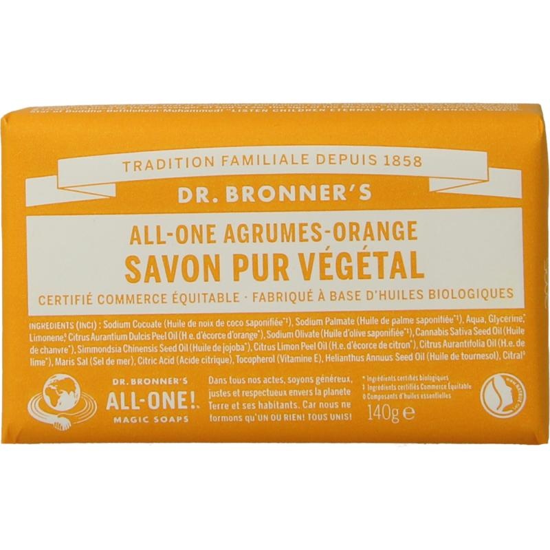 Dr Bronners Dr Bronners Toiletzeep citrus & orange (140 Gram)