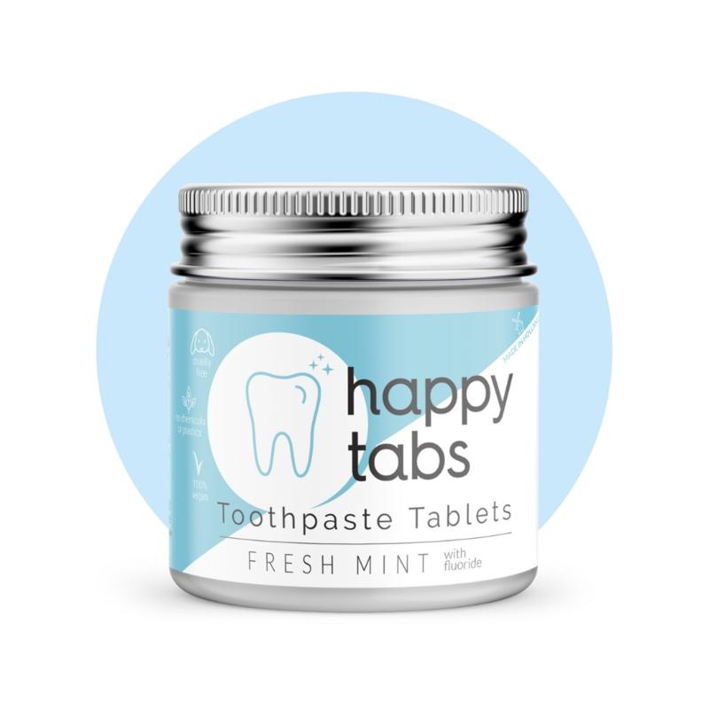 Happy Tabs Happy Tabs Tandpasta tabletten fresh mint met fluoride (80 Tabletten)