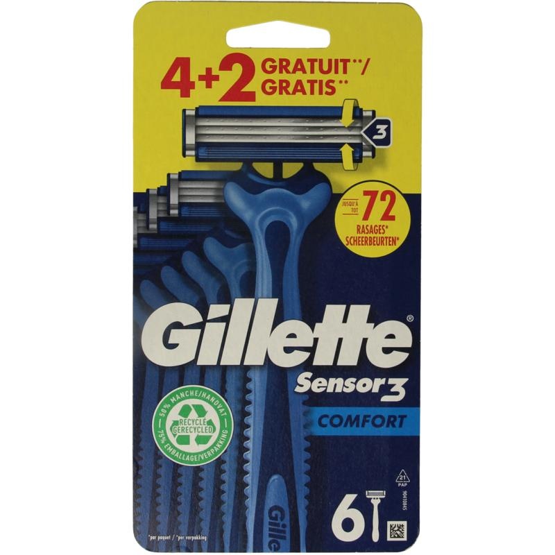 Gillette Gillette Sensor 3 comfort wegwerpmesjes (6 Stuks)