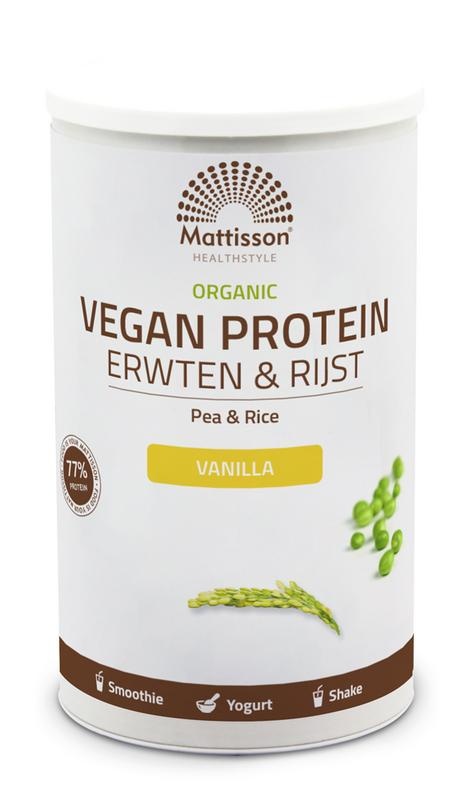 Mattisson Mattisson Vegan protein erwten & rijst vanille bio (500 Gram)