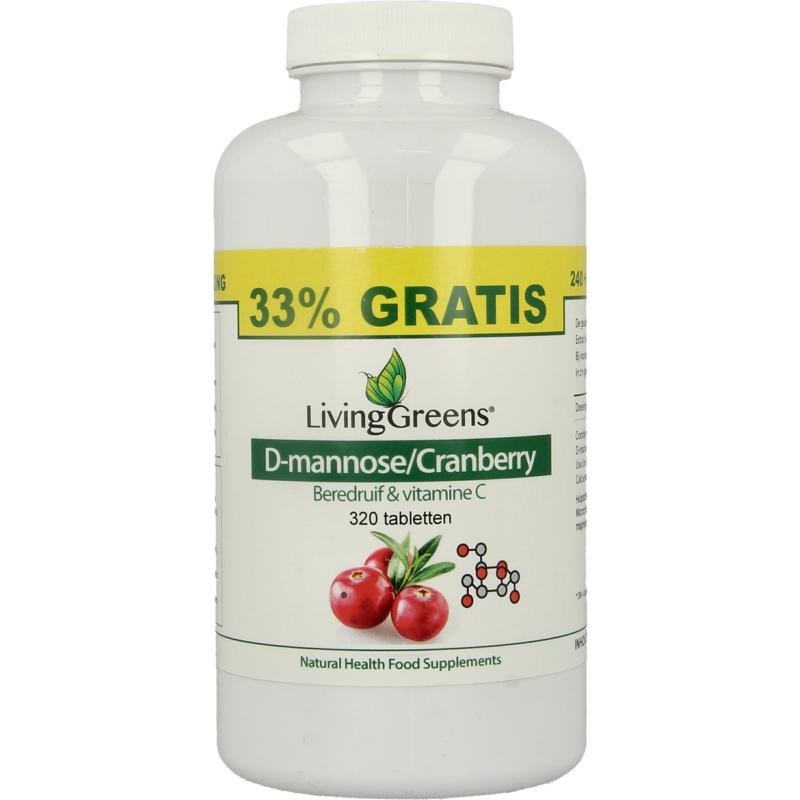 Livinggreens Livinggreens Cranberry D-mannose voordeelverpakking (320 Tabletten)