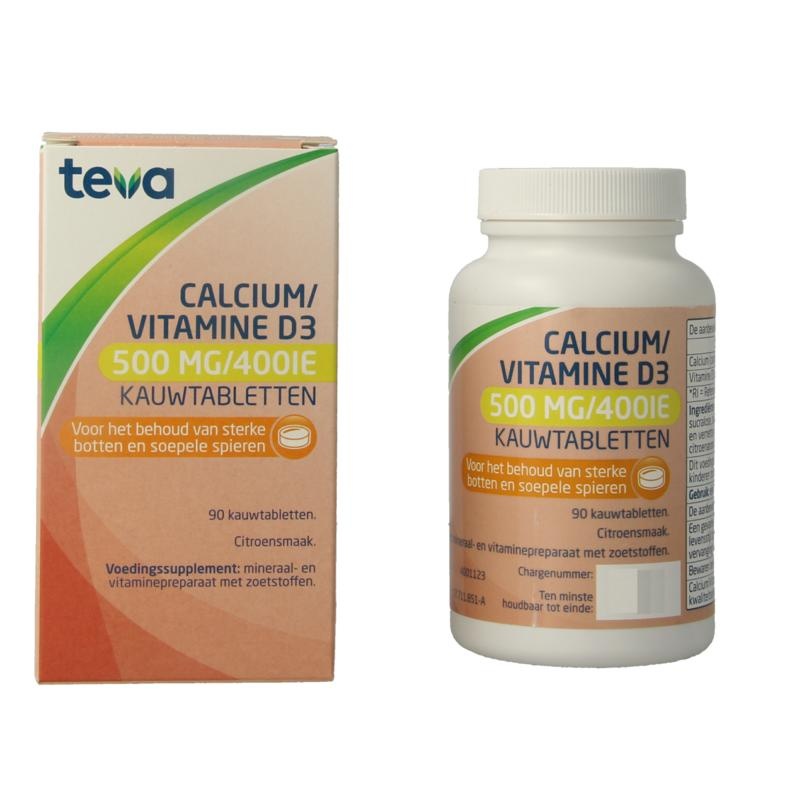 Teva Teva Calcium/Vitamine D 500mg/400IE (90 Kauwtabletten)