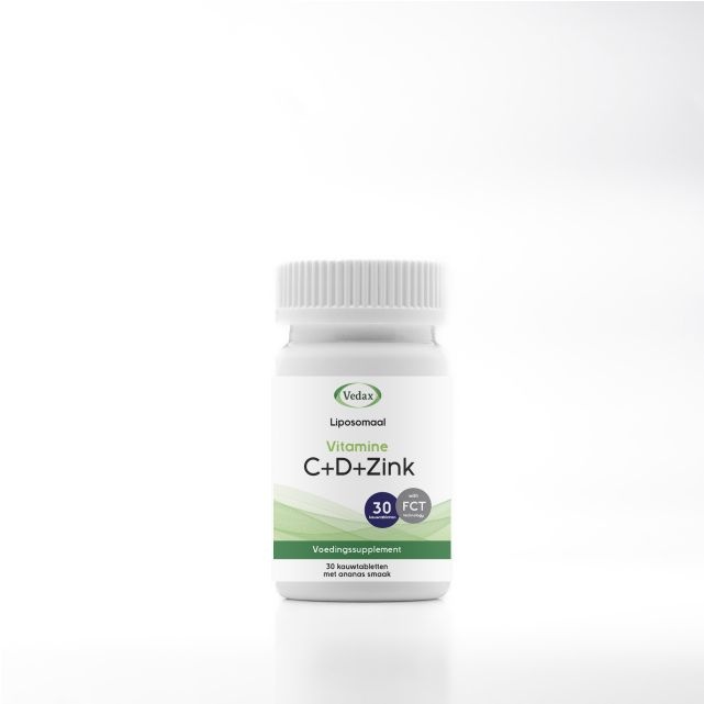Vedax Vedax Liposomale vitamine C + D3 + zink (30 Kauwtabletten)