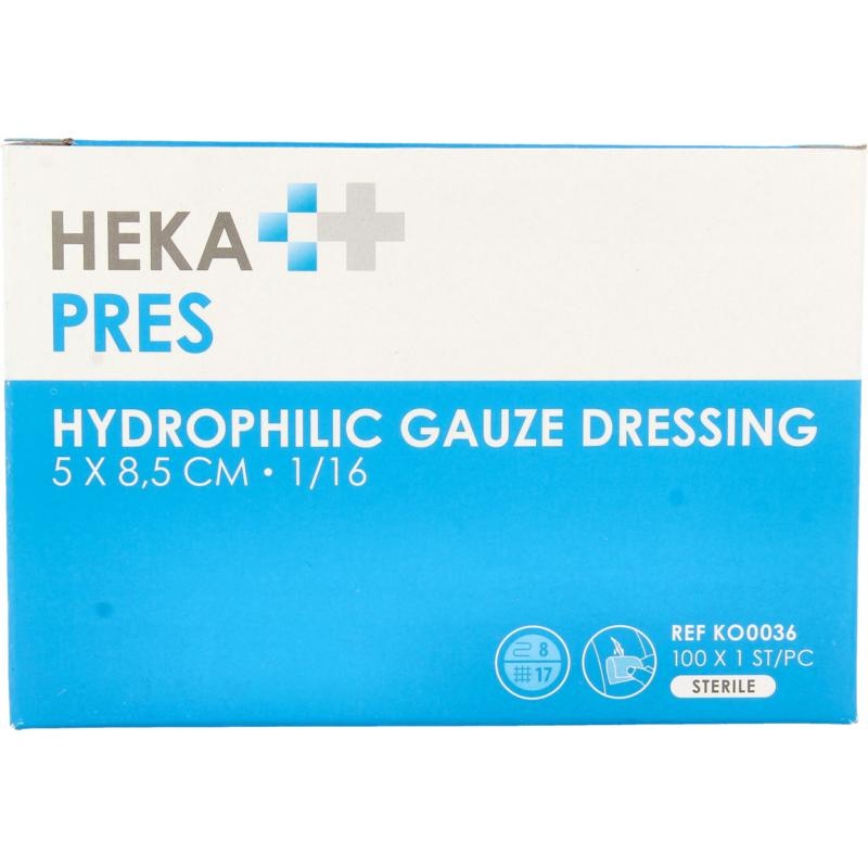 Hekapres Hekapres Gaaskompres hydrofiel 5 x 8.5 (100 st)