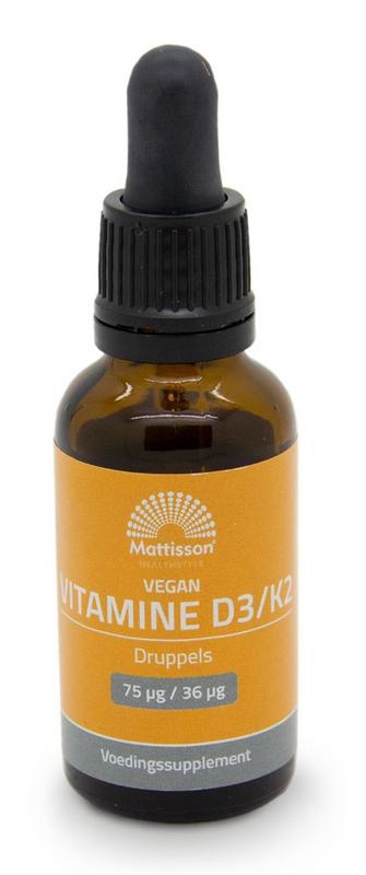 Mattisson Mattisson Vitamine D3/K2 75mcg/36mcg vegan druppels (25 Milliliter)