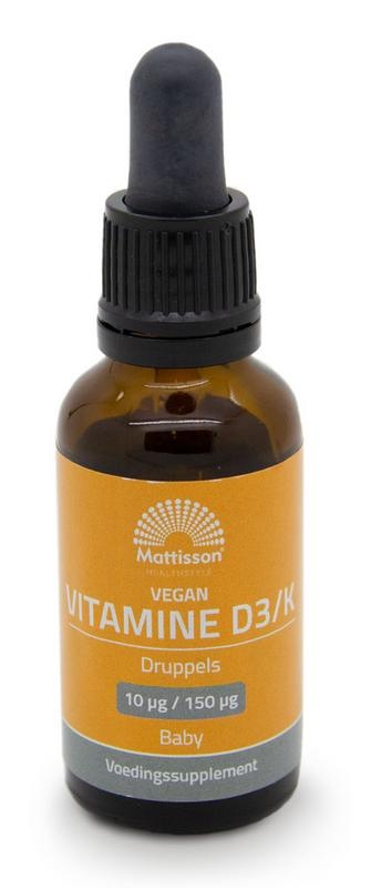 Mattisson Mattisson Vitamine D3/k baby 10mcg/150mcg vegan druppels (25 Milliliter)