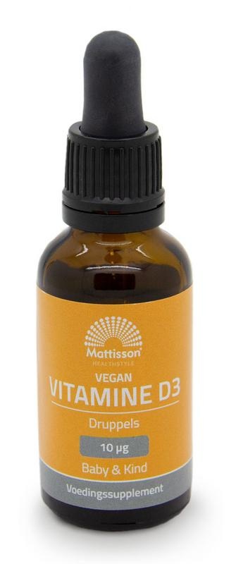 Mattisson Mattisson Vitamine D3 baby & kind 10mcg vegan druppels (25 Milliliter)