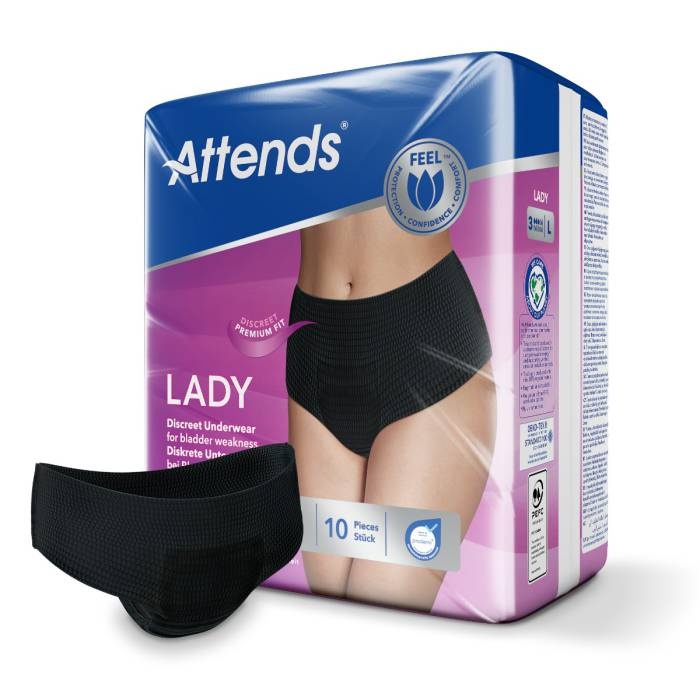 Attends Attends Lady discreet underwear zwart 3M (10 Stuks)