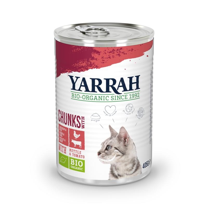 Yarrah Yarrah Kattenvoer chunks met kip en rund bio (405 Gram)