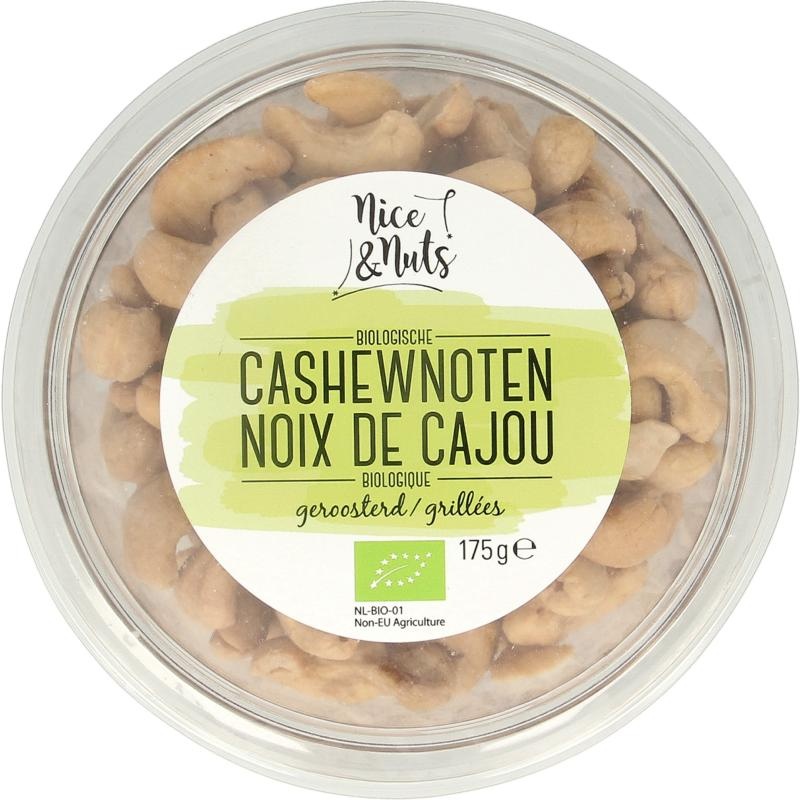 Nice & Nuts Nice & Nuts Cashewnoten zonder zeezout geroosterd bio (175 Gram)
