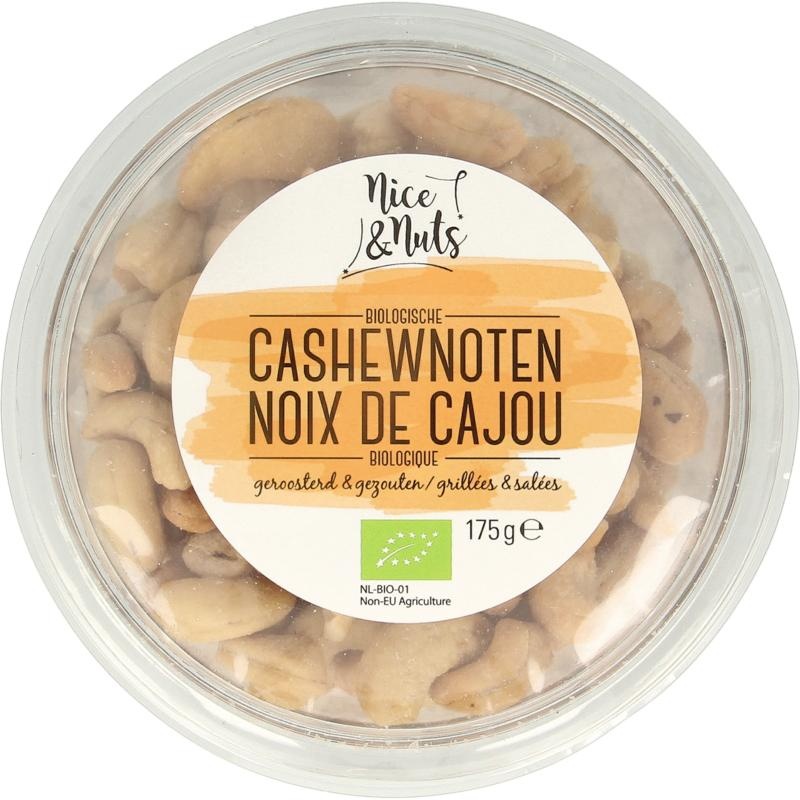 Nice & Nuts Nice & Nuts Cashewnoten met zeezout geroosterd bio (175 Gram)