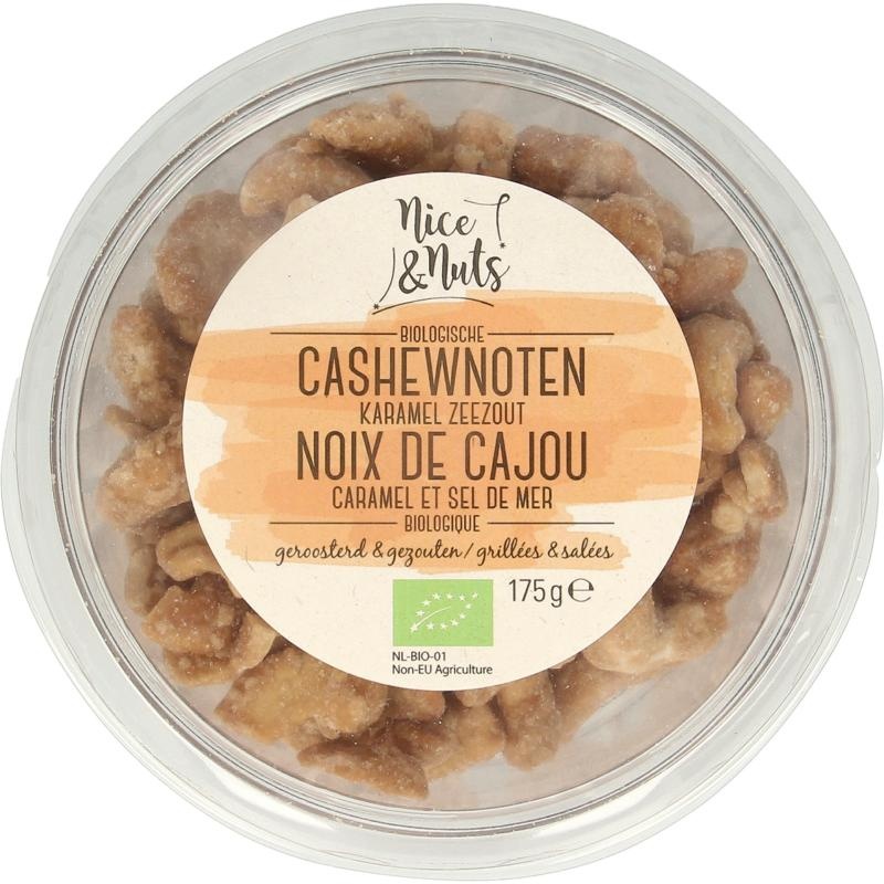 Nice & Nuts Nice & Nuts Cashewnoten karamel zeezout geroosterd bio (175 Gram)