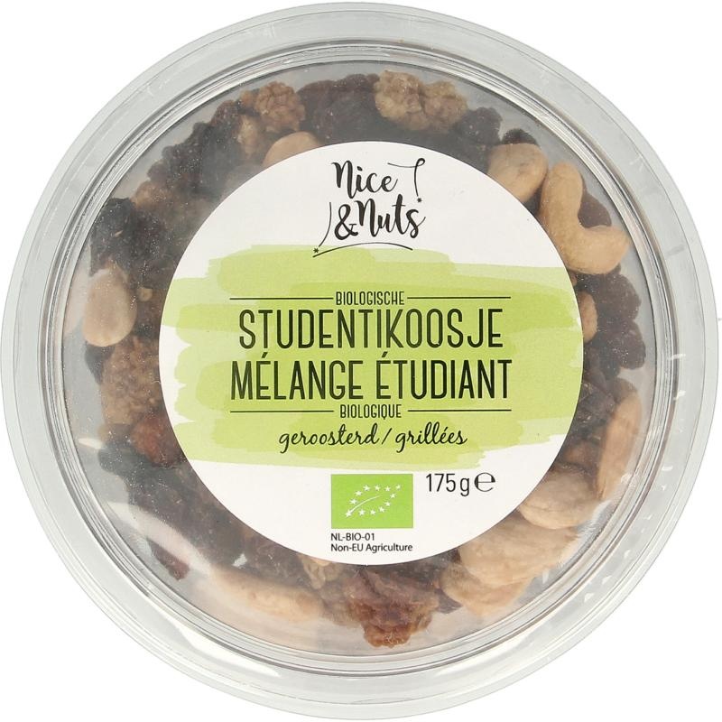 Nice & Nuts Nice & Nuts Studentikoosje geroosterd bio (175 Gram)