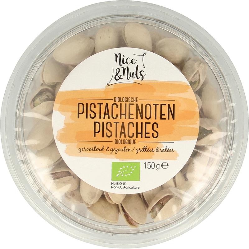 Nice & Nuts Nice & Nuts Pistache noten in dop gezouten geroosterd bio (150 Gram)