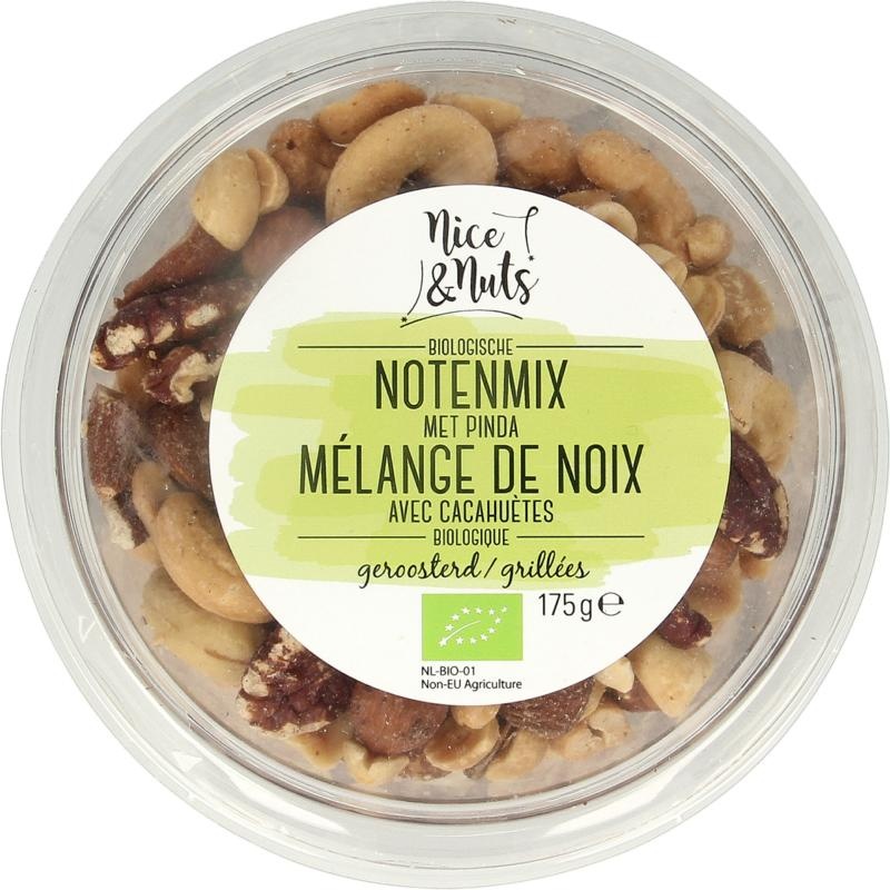 Nice & Nuts Nice & Nuts Notenmix met pinda zonder zeezout geroosterd bio (175 Gram)
