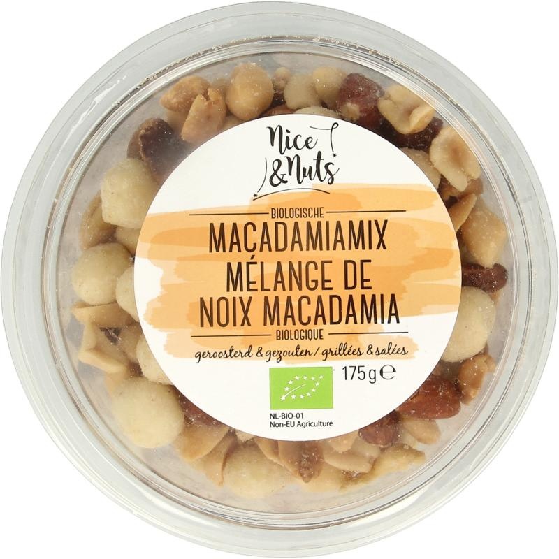 Nice & Nuts Nice & Nuts Macadamia mix met zeezout geroosterd bio (175 Gram)