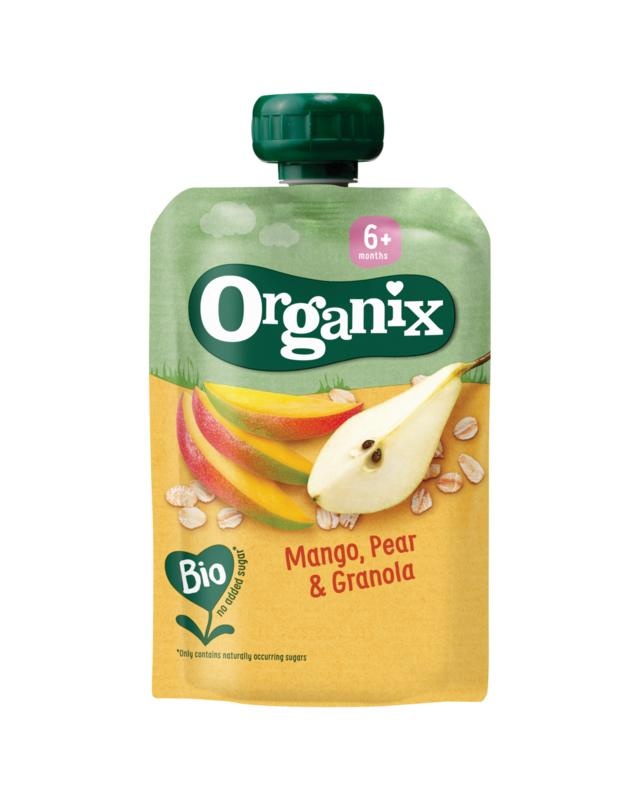 Organix Organix Knijpfruit mango, peer & granola 6+ mnd bio (100 Gram)