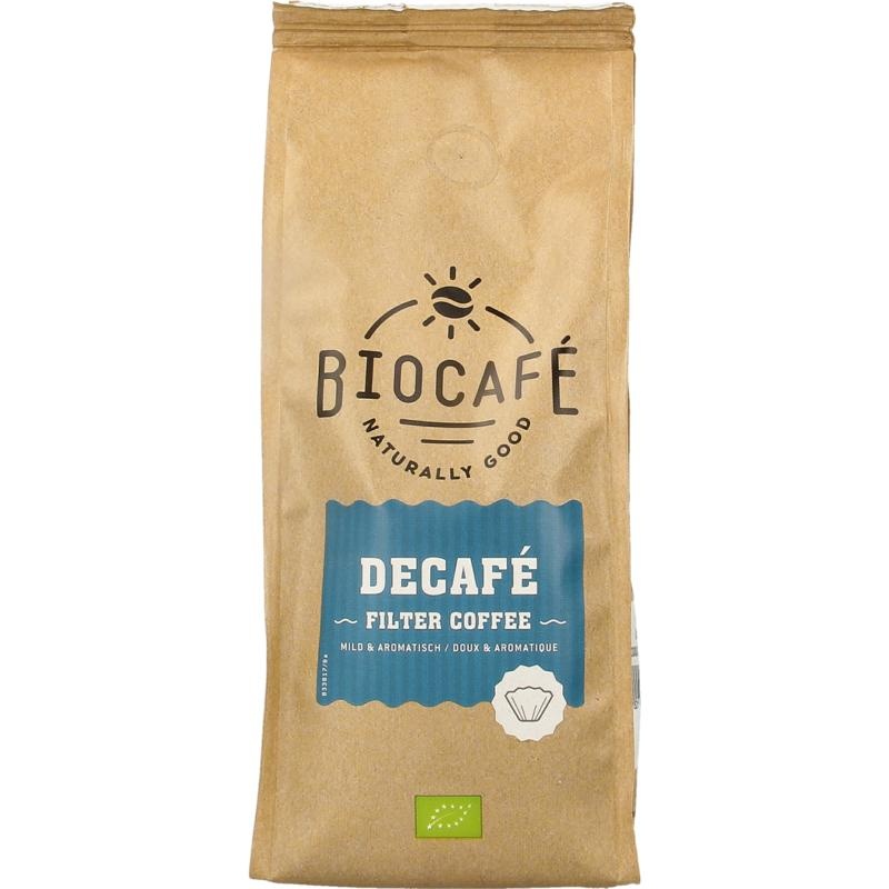 Biocafe Biocafe Filterkoffie cafeinevrij bio (250 Gram)