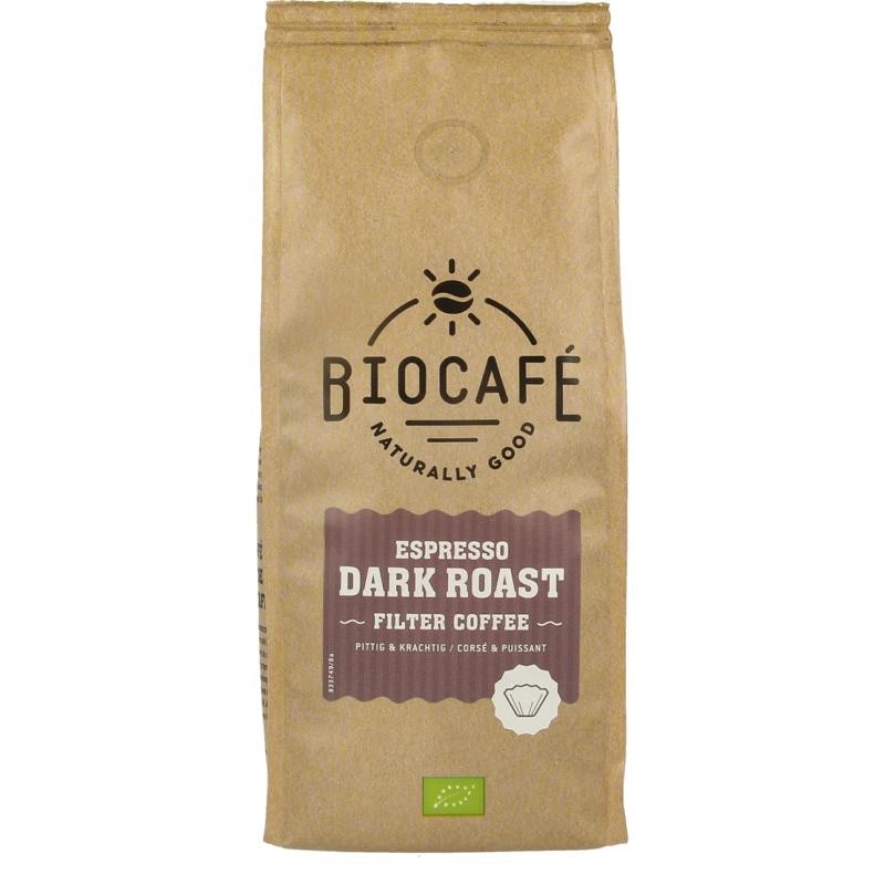 Biocafe Biocafe Filterkoffie espresso dark roast bio (250 Gram)