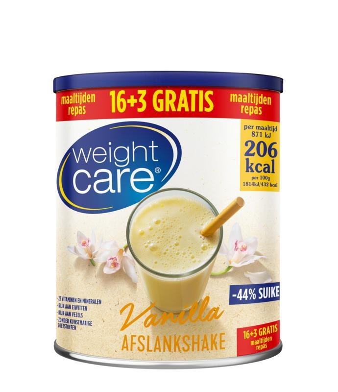 Weight Care Weight Care Afslankshake vanille 16+3 (517 Gram)