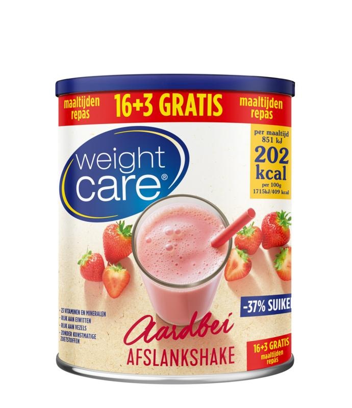Weight Care Weight Care Afslankshake aardbei 16+3 (517 Gram)