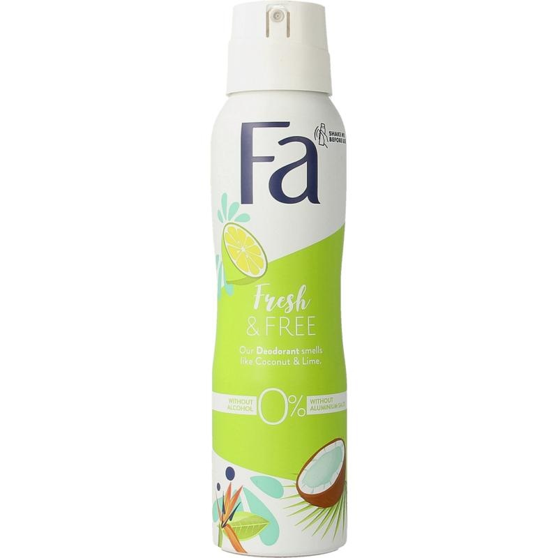 FA FA Deodorant spray fresh & free coconut & lime (150 ml)