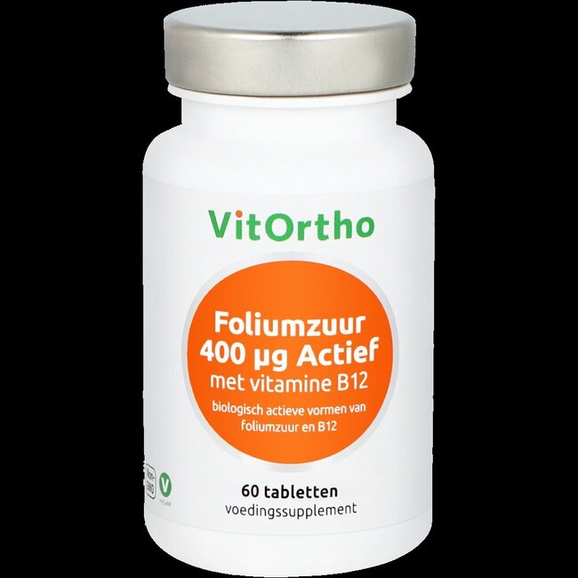 VitOrtho Foliumzuur 400 mcg met vitamine B12 60 Tabletten