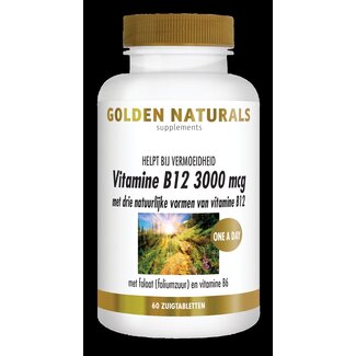 Golden Naturals Golden Naturals Vitamine B12 3000 mcg 60 comprimés à sucer