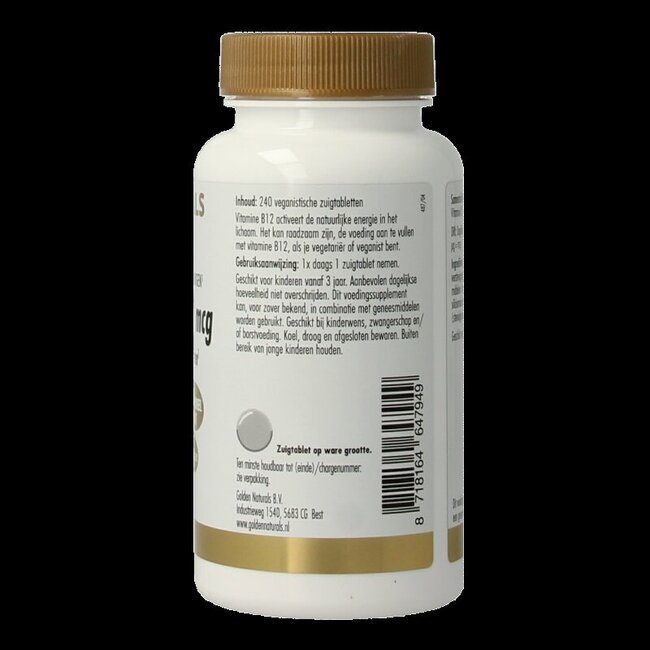 Golden Naturals Vitamine B12 1000mcg vegan 240 Zuigtabletten