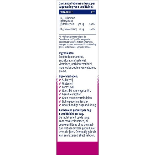 Davitamon Acide Folique Vitamine D 84 Comprimés