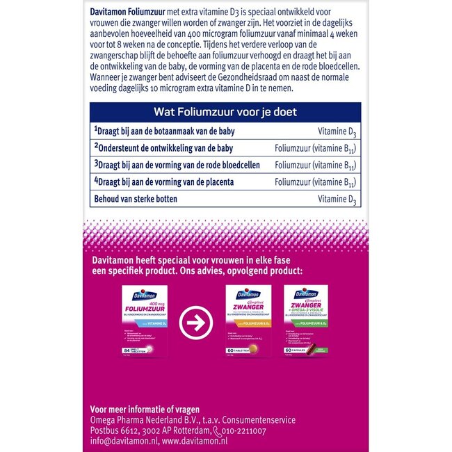 Davitamon Acide Folique Vitamine D 84 Comprimés