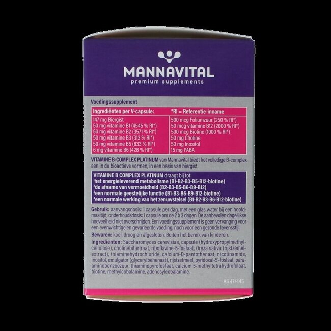 Mannavital Vitamine B complexe platinum 60 gélules végétales
