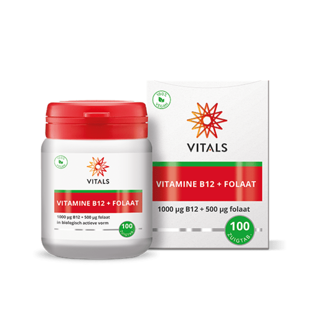 Vitals Vitamine B12 1000 mcg folaat 500 mcg 100 Zuigtabletten