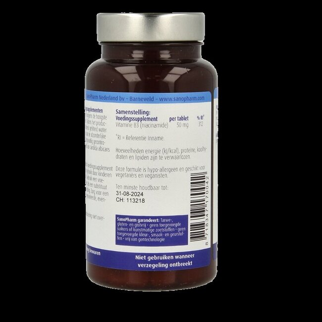 SanoPharm Vitamine B3 niacinamide 50 mg 60 comprimés