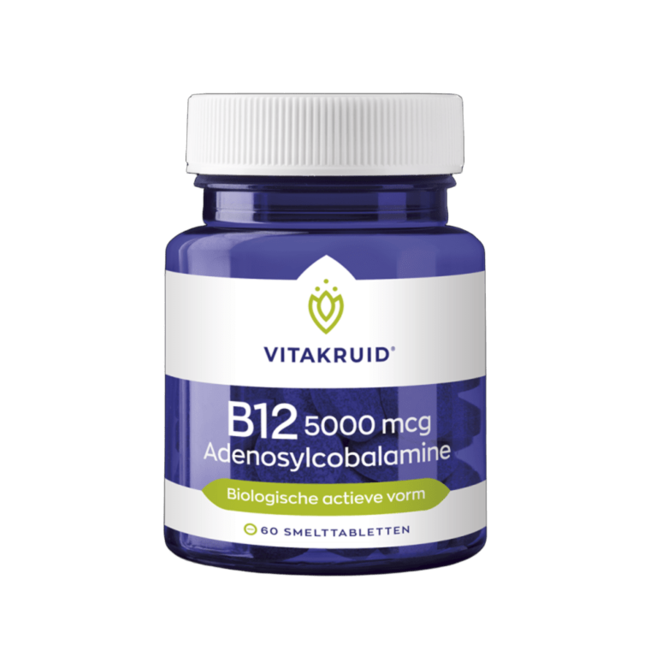 Vitakruid B12 5000 mcg Actief Adenosylcobalamine 60 Smelttabletten