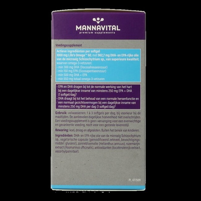 Mannavital Omega-3 algenolie platinum 60 Softgels