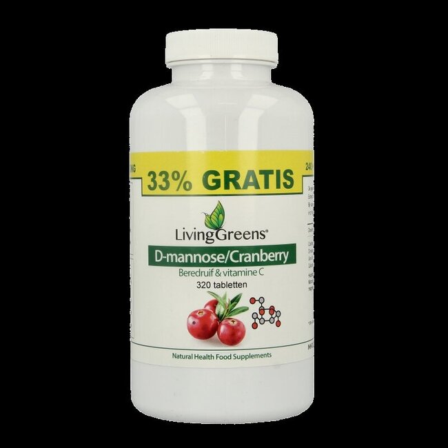 Livinggreens Cranberry D-Mannose voordeelverpakking 320 Tabletten