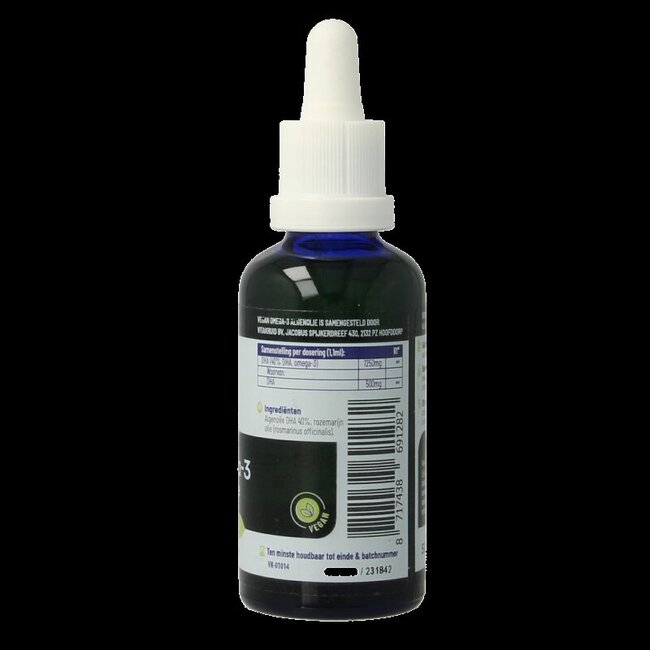 Vitakruid Huile d'algues Oméga 3 Vegan 1250 triglycérides 500 DHA 50 Millilitres