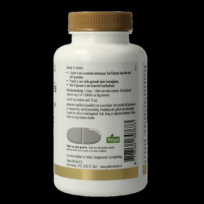 Golden Naturals L-Lysine & propolis 60 comprimés