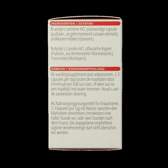 Vitals Acetyl-L-Carnitine 500mg 60 Vegetarische capsules