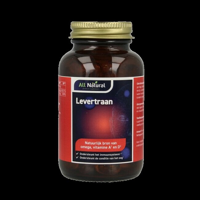 All Natural Levertraan vitamine a & d 100 Capsules