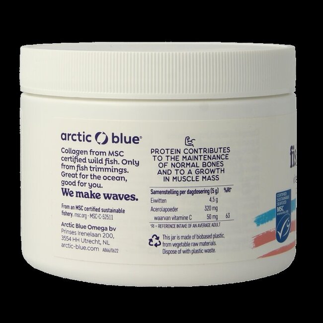 Arctic Blue Poudre de collagène de poisson MSC fraise 150 g