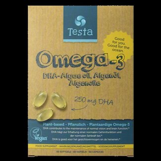 Testa Testa Omega 3 algenolie 250mg DHA vegan NL/DE/EN 60 Vegetarische capsules